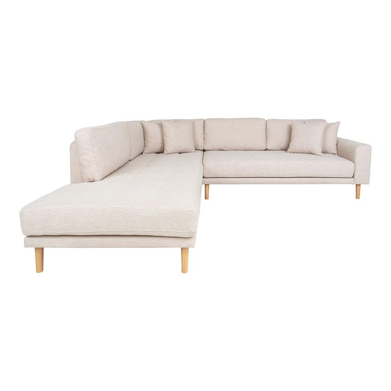 Lido Corner Sofa - Open End - Sand - Fabric - Natural Legs - LHF