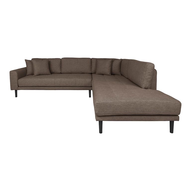 Lido Corner Sofa - Open End - Brown - Fabric - Black Legs - RHF