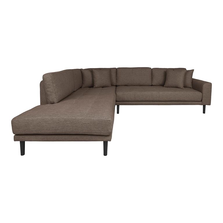 Lido Corner Sofa - Open End - Brown - Fabric - Black Legs - LHF