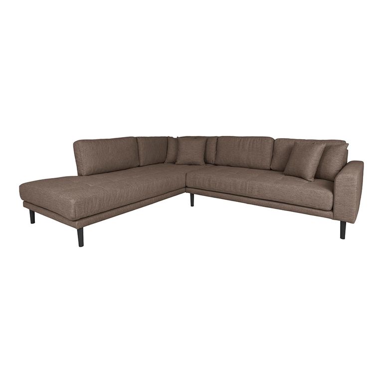 Lido Corner Sofa - Open End - Brown - Fabric - Black Legs - LHF