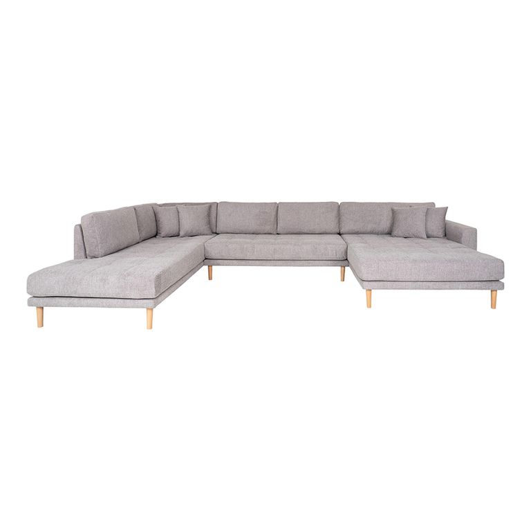 Lido U-Sofa - Open End - Grey - Fabric - Natural Legs - RHF