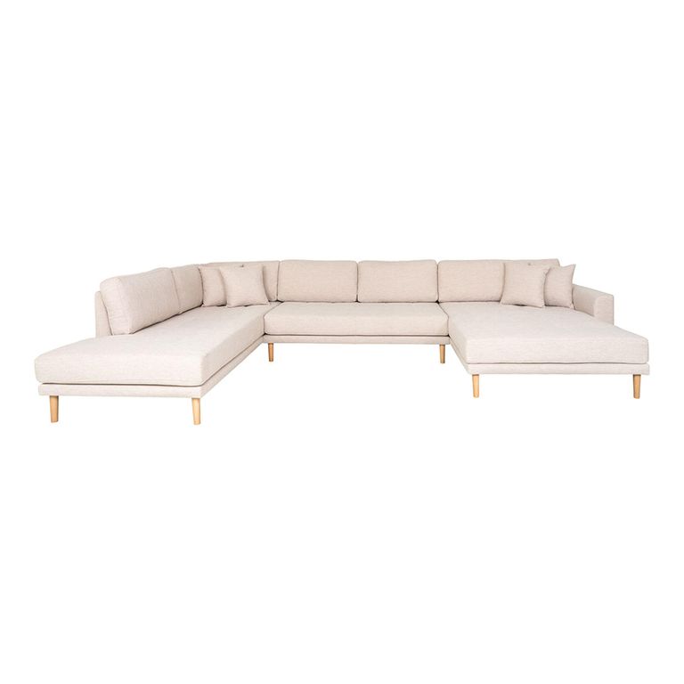 Lido U-Sofa - Open End - Sand - Fabric - Natural Legs - RHF