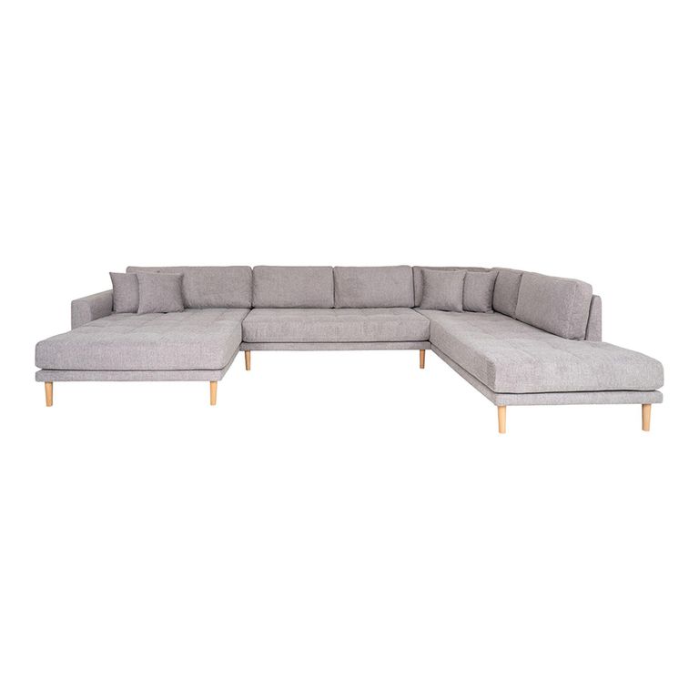 Lido U-Sofa - Open End - Grey - Fabric - Natural Legs - LHF