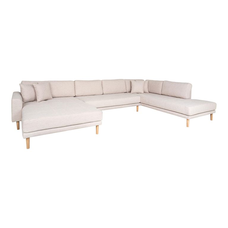 Lido U-Sofa - Open End - Sand - Fabric - Natural Legs - LHF
