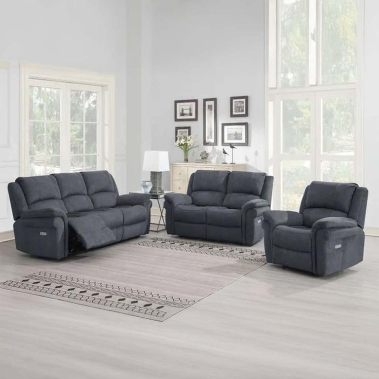 Wentworth 3 Seater Recliner Sofa - Grey Fabric