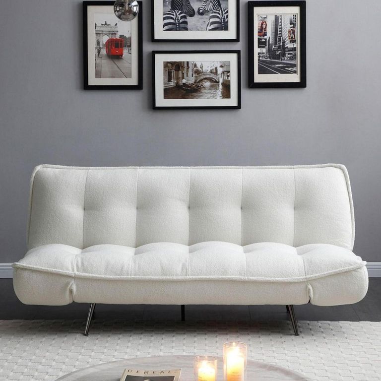 Regis Cream Fabric Click Clack Sofa Bed - 3 Seater