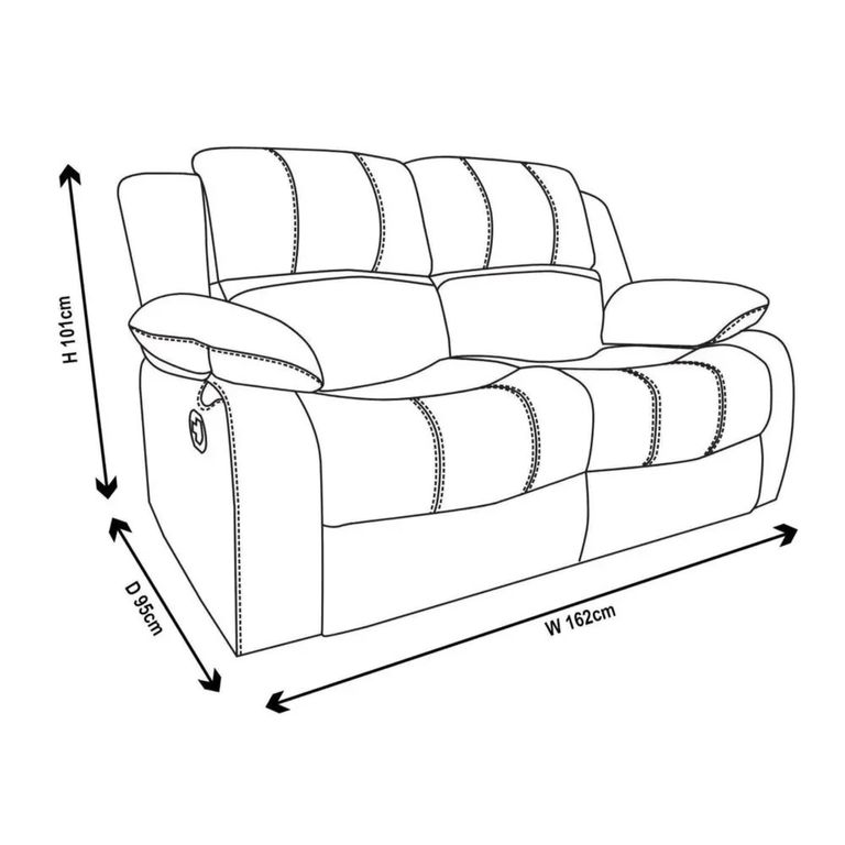 London Electric Recliner Sofa - 2 Seater - Grey Leather