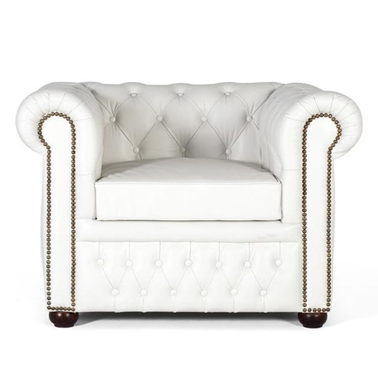 Caserta Armchair - White Leather Chester
