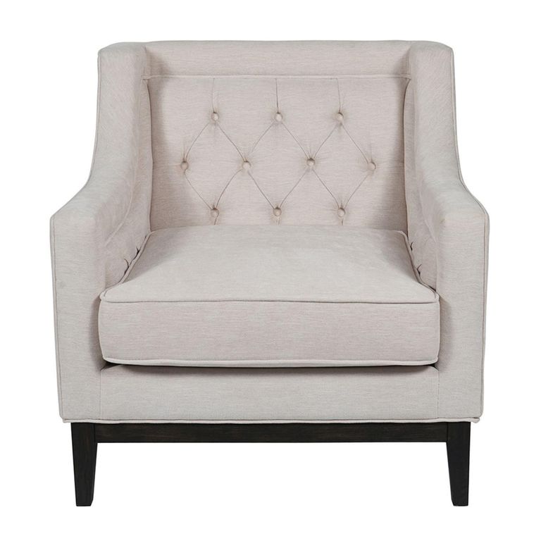 Theodore Armchair - Ivory Fabric - Buttoned