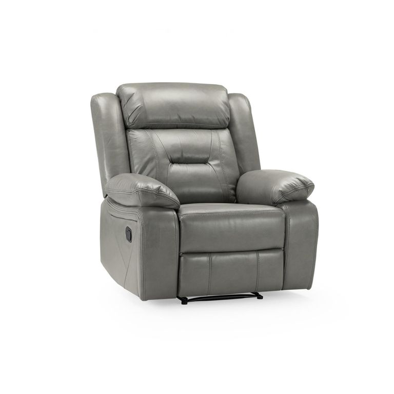 Novie Manual Recliner Armchair - Grey Faux Leather