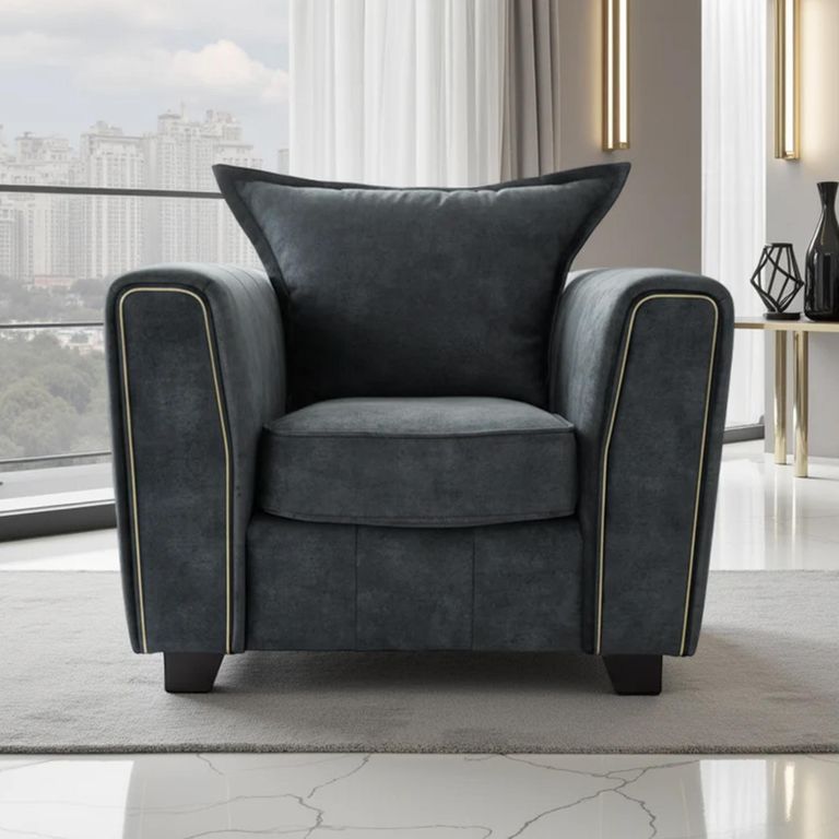 Serena Armchair - Charcoal Black Fabric
