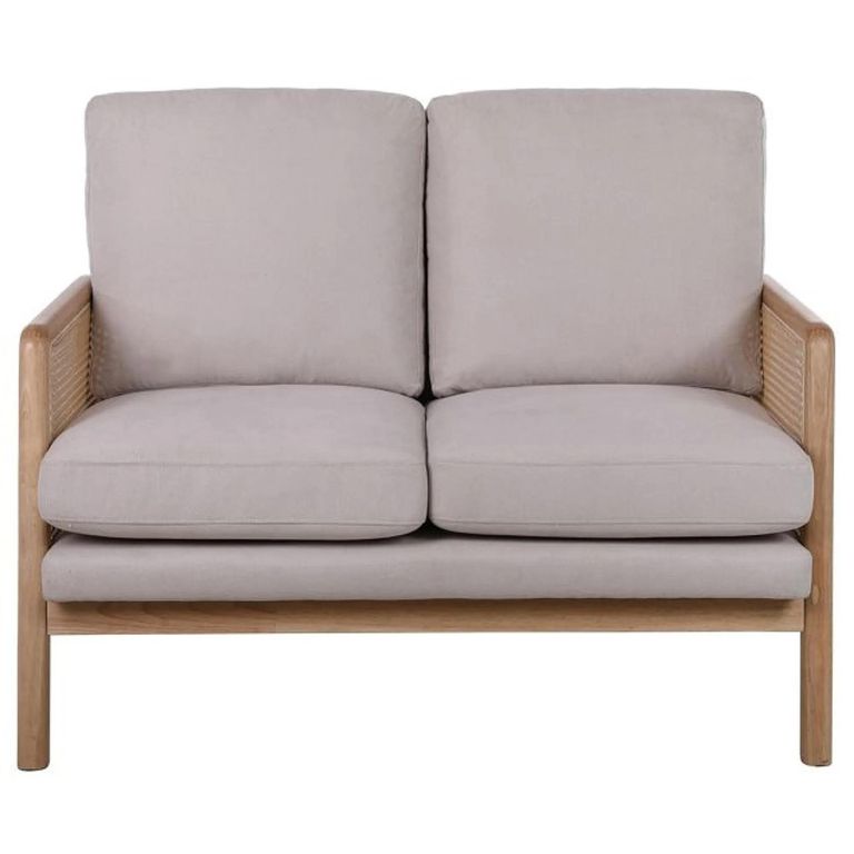 Ida 2 Seater Sofa - Cream Fabric and Rattan