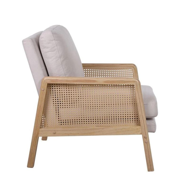 Ida Armchair - Cream Fabric and Rattan