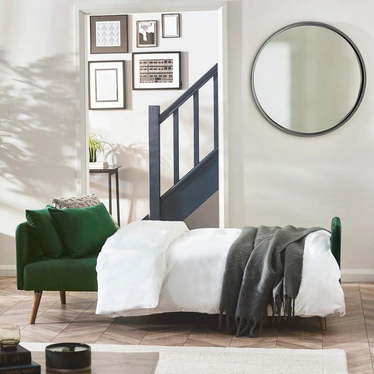 Andi Green Fabric Sofa Bed - 2 Seater - Click Clack