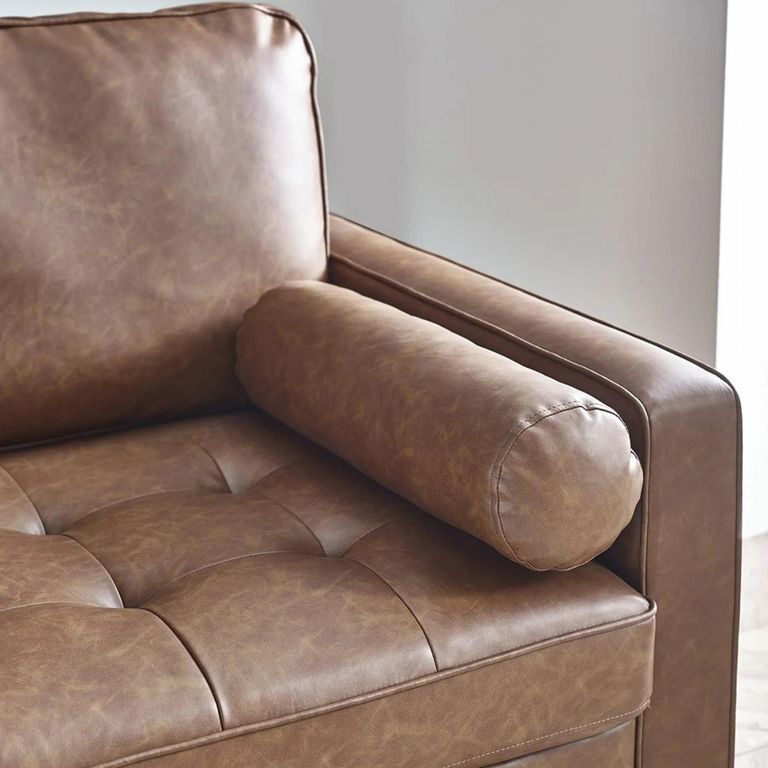 Henley Brown Faux Leather Sofa - 2 Seater