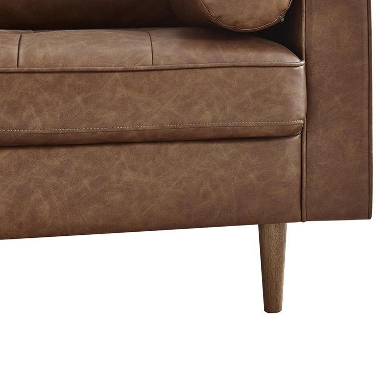 Henley Brown Faux Leather Sofa - 3 Seater