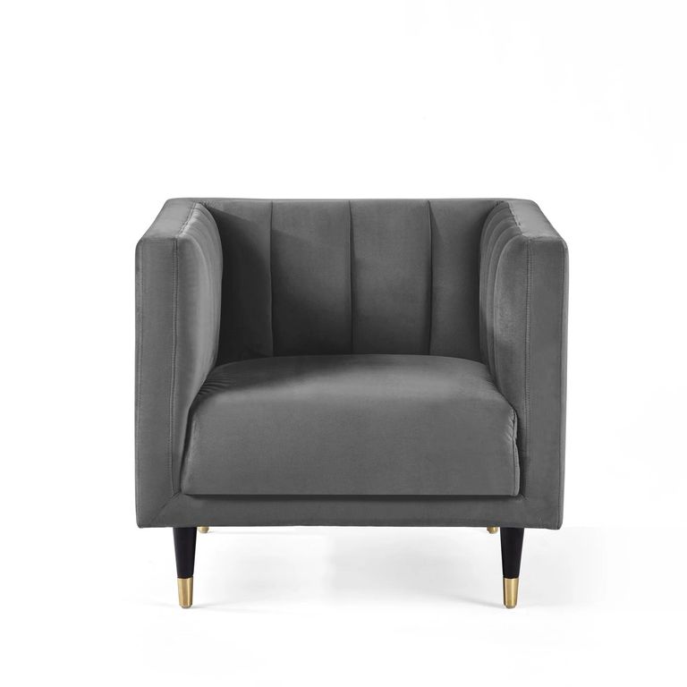 Salma Grey Fabric Chair - Scalloped Back