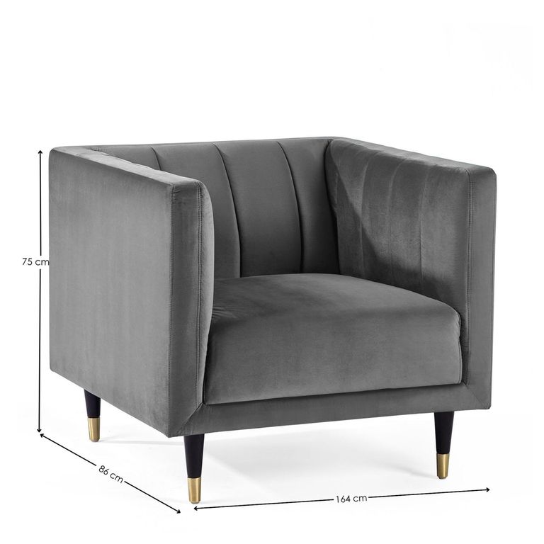 Salma Grey Fabric Chair - Scalloped Back