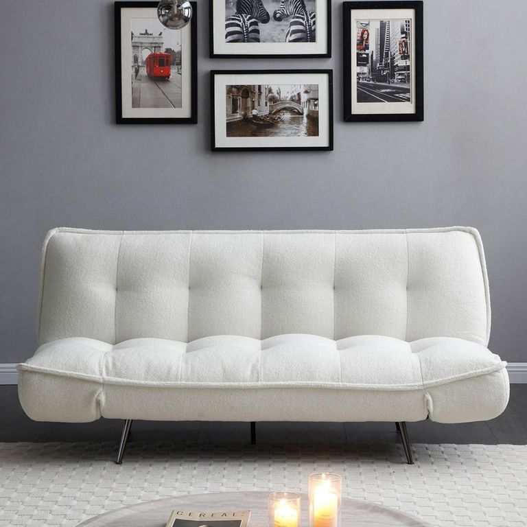 Regis Cream Fabric Click Clack Sofa Bed - 3 Seater