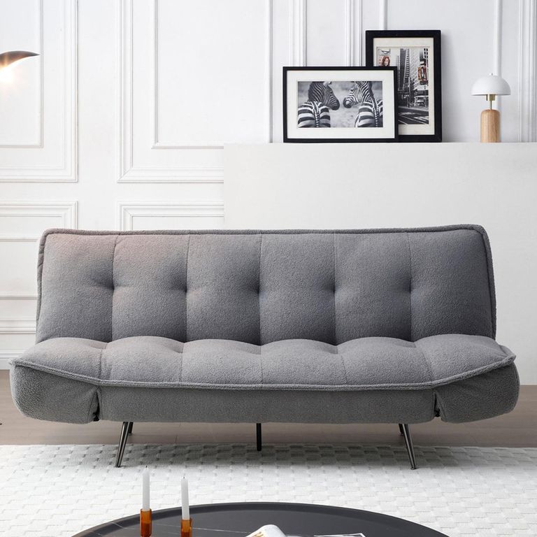 Regis Grey Fabric Click Clack Sofa Bed - 3 Seater