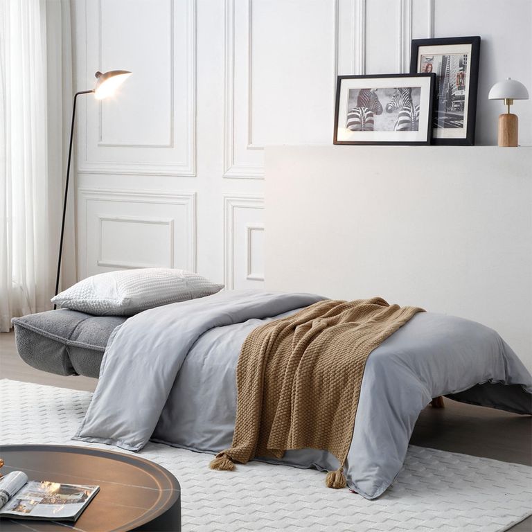 Regis Grey Fabric Click Clack Sofa Bed - 3 Seater