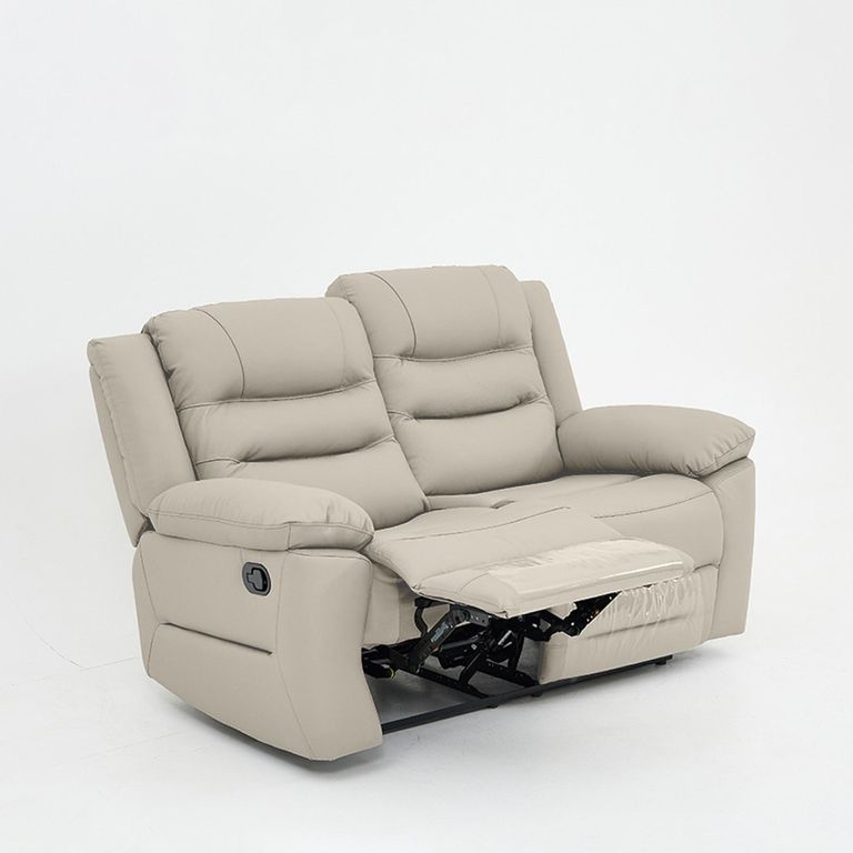 Alexandra Warm Grey Leather 2 Seater Recliner Sofa