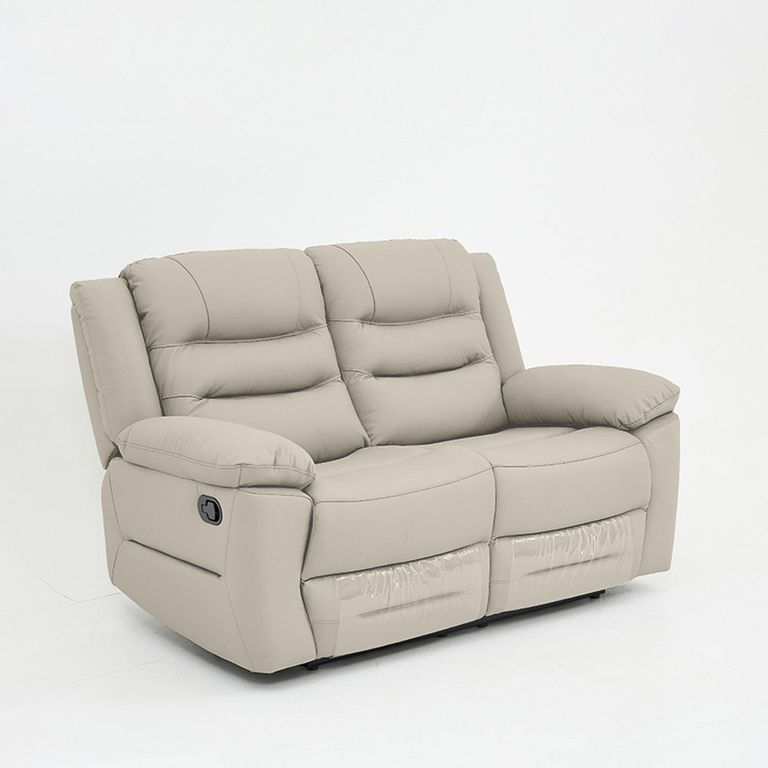 Alexandra Warm Grey Leather 2 Seater Recliner Sofa