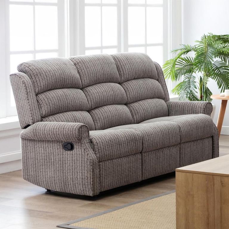 Windsor 3 Seater Recliner Sofa - Latte Fabric