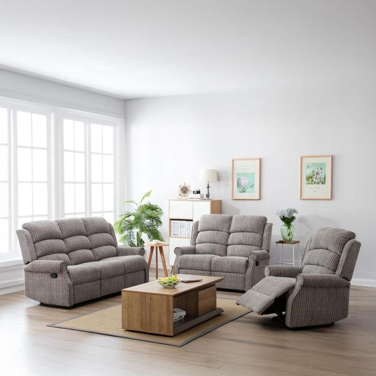 Windsor Recliner Sofa Suite - Latte Fabric