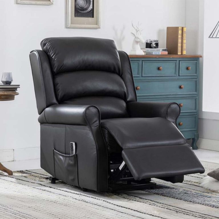 Windsor Lift and Tilt Recliner Armchair - Black Leather