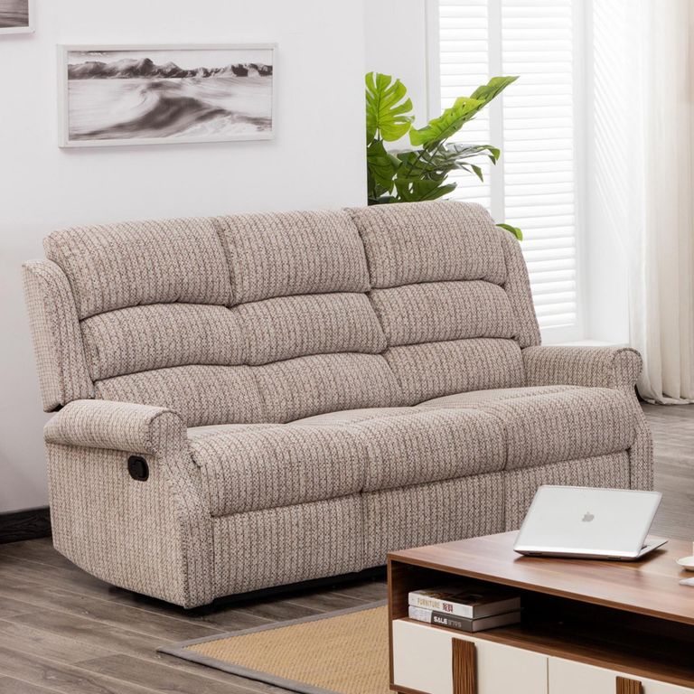 Windsor 3 Seater Recliner Sofa - Natural Fabric