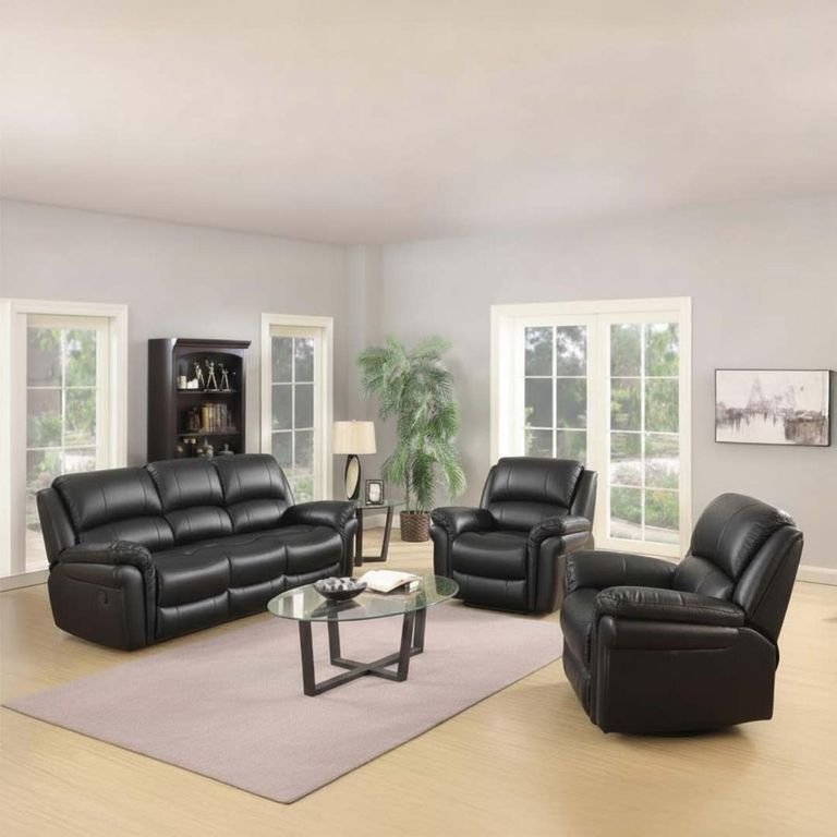 Farnham Recliner Sofa Suite - 3+1+1 - Black Leather