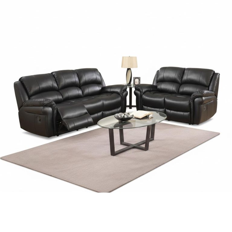 Farnham Recliner Sofa Suite - 3+2 - Black Leather