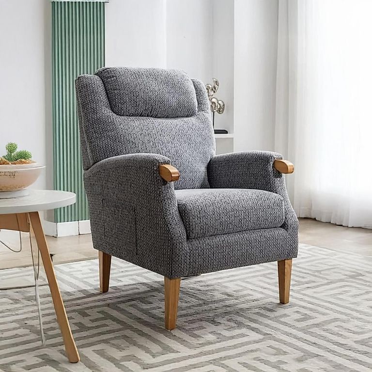 Lisbon Fireside Armchair - Steel Blue Fabric