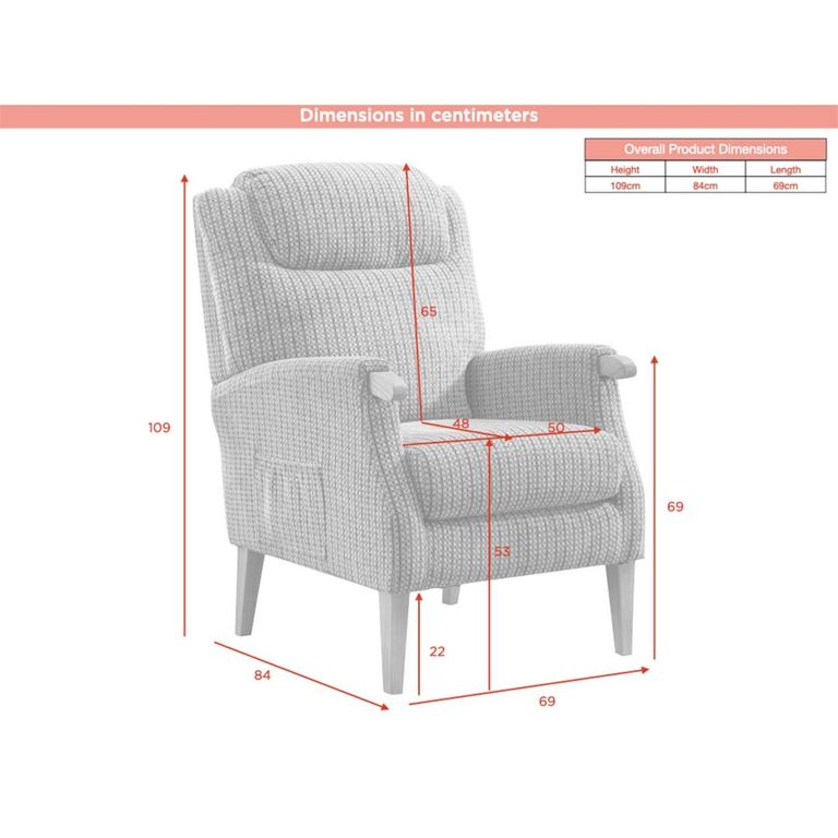 Lisbon Fireside Armchair - Grey Fabric