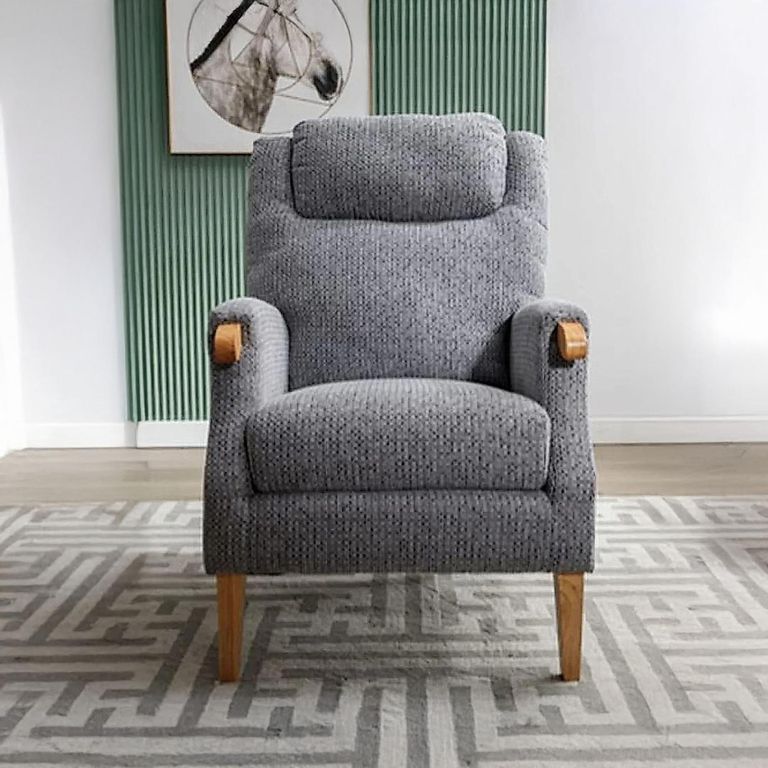 Lisbon Fireside Armchair - Steel Blue Fabric