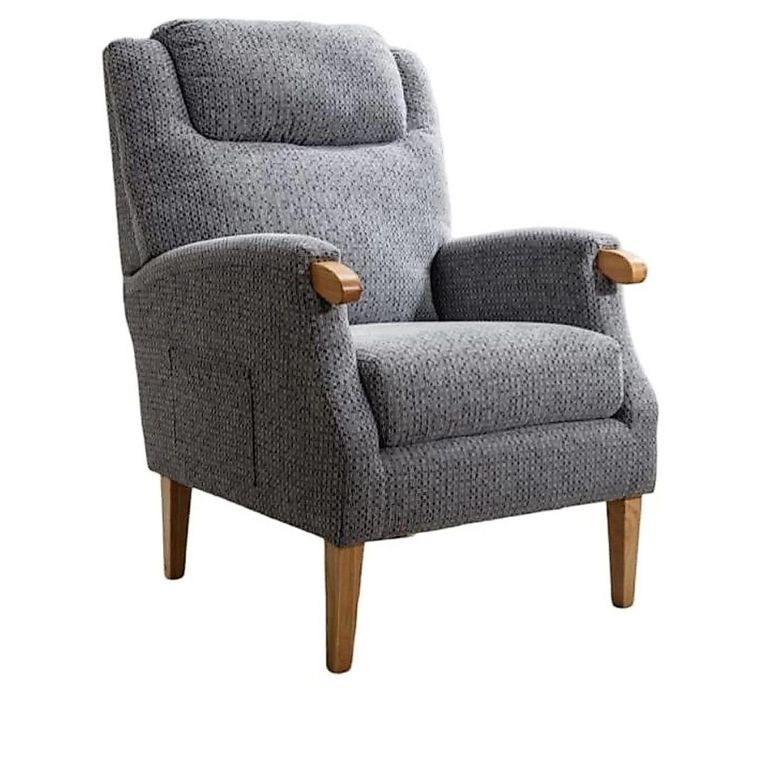 Lisbon Fireside Armchair - Steel Blue Fabric