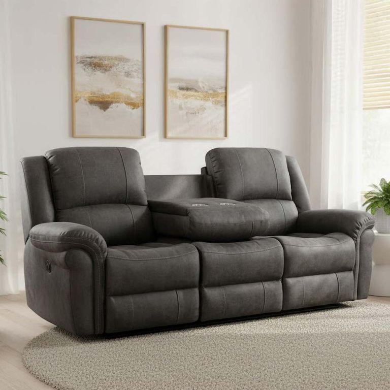 Gloucester 3 Seater Recliner Sofa - with Console - Dark Grey
