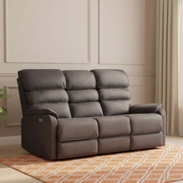 Savoy 3 Seater Electric Recliner Sofa - Grey Fabric