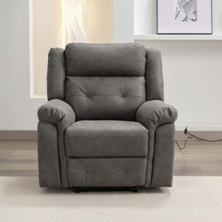 Berkeley Recliner Armchair - Dark Grey Leather Look Fabric