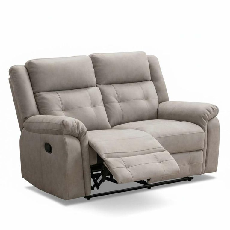 Berkeley 2 Seater Recliner Sofa - Light Grey Leather Look Fabric