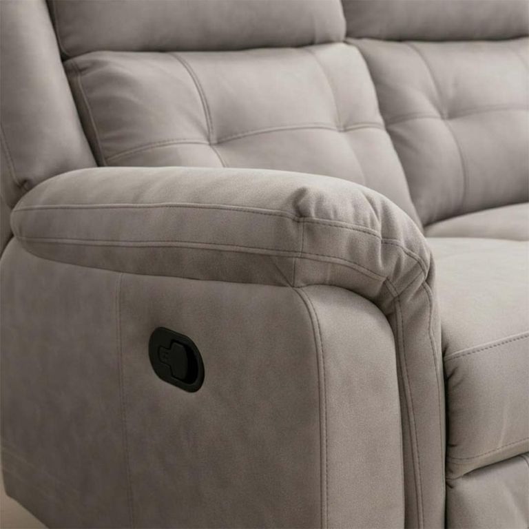 Berkeley 2 Seater Recliner Sofa - Light Grey Leather Look Fabric