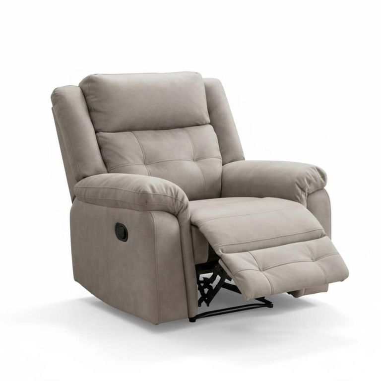 Berkeley Recliner Armchair - Light Grey Leather Look Fabric