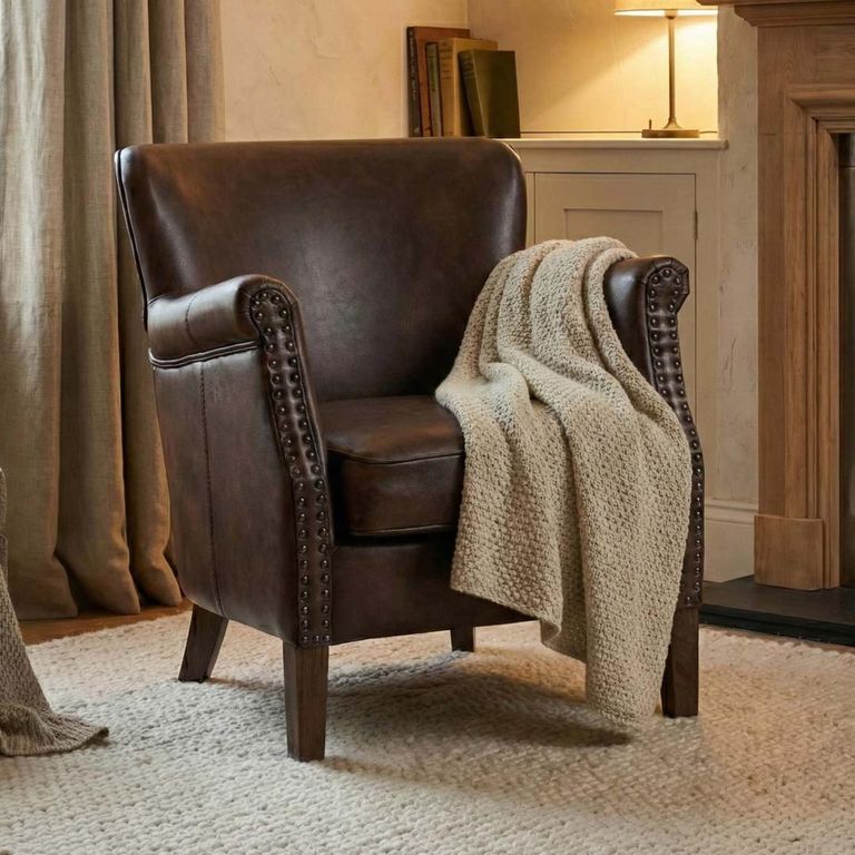 Harlow Accent Armchair - Tan Faux Leather