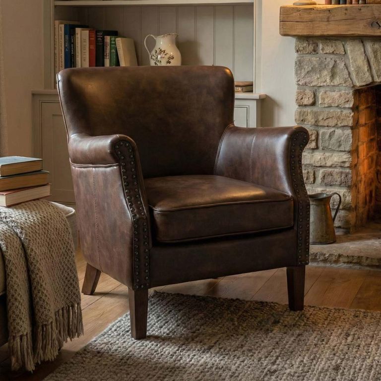 Harlow Accent Armchair - Tan Faux Leather