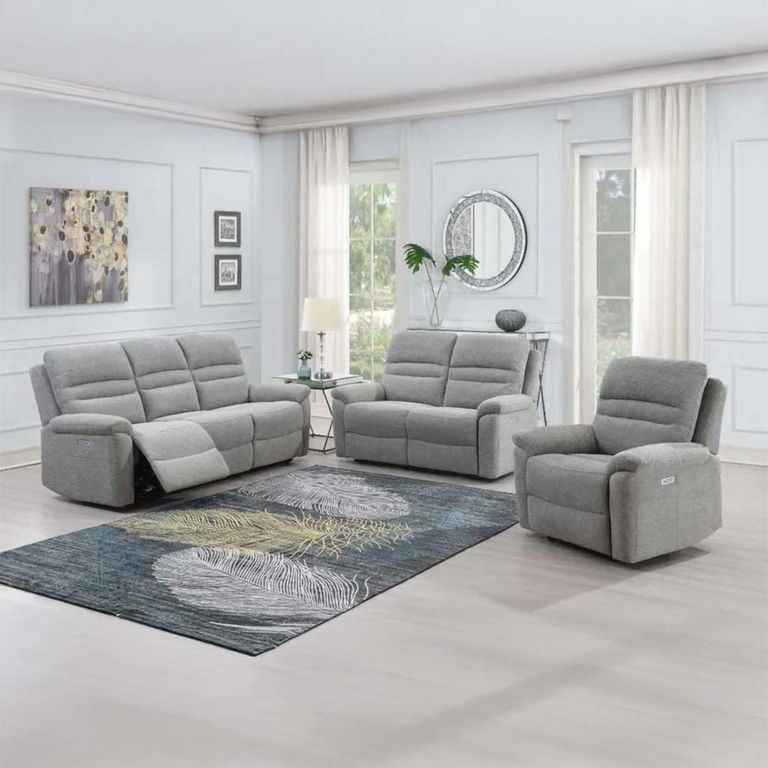 Belford 3 Seater Recliner Sofa - Grey Fabric