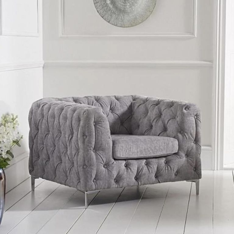 Clearance - Alicia Armchair - Grey Plush Fabric - FSS374