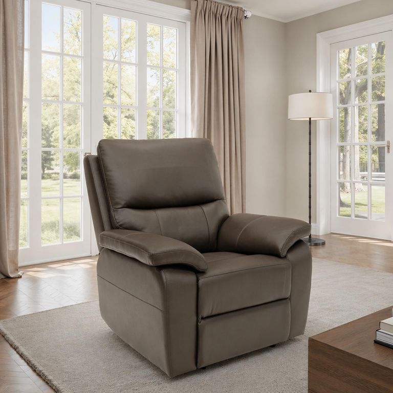 Cannes Armchair - Electric Recliner - Leather - Chocolate