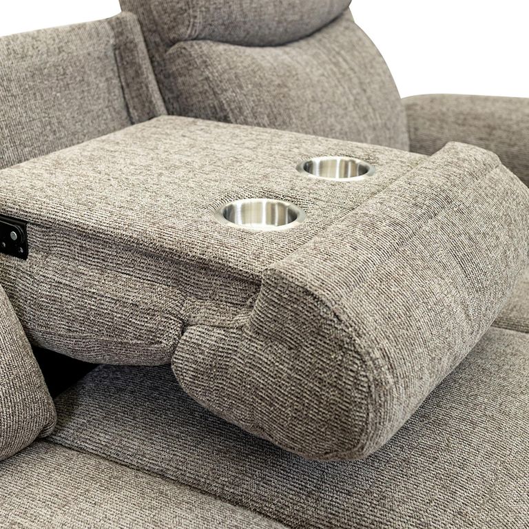 Finley Sofa - 3 Seater - Electric Recliner - Fabric - Pebble