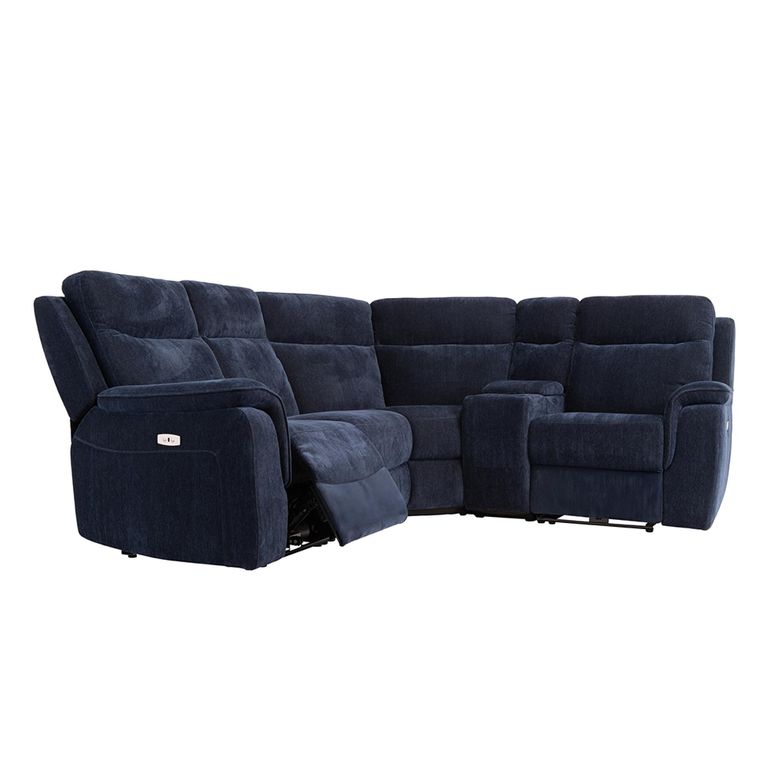 Havana Corner Sofa - Electric Recliner - Fabric - Blue